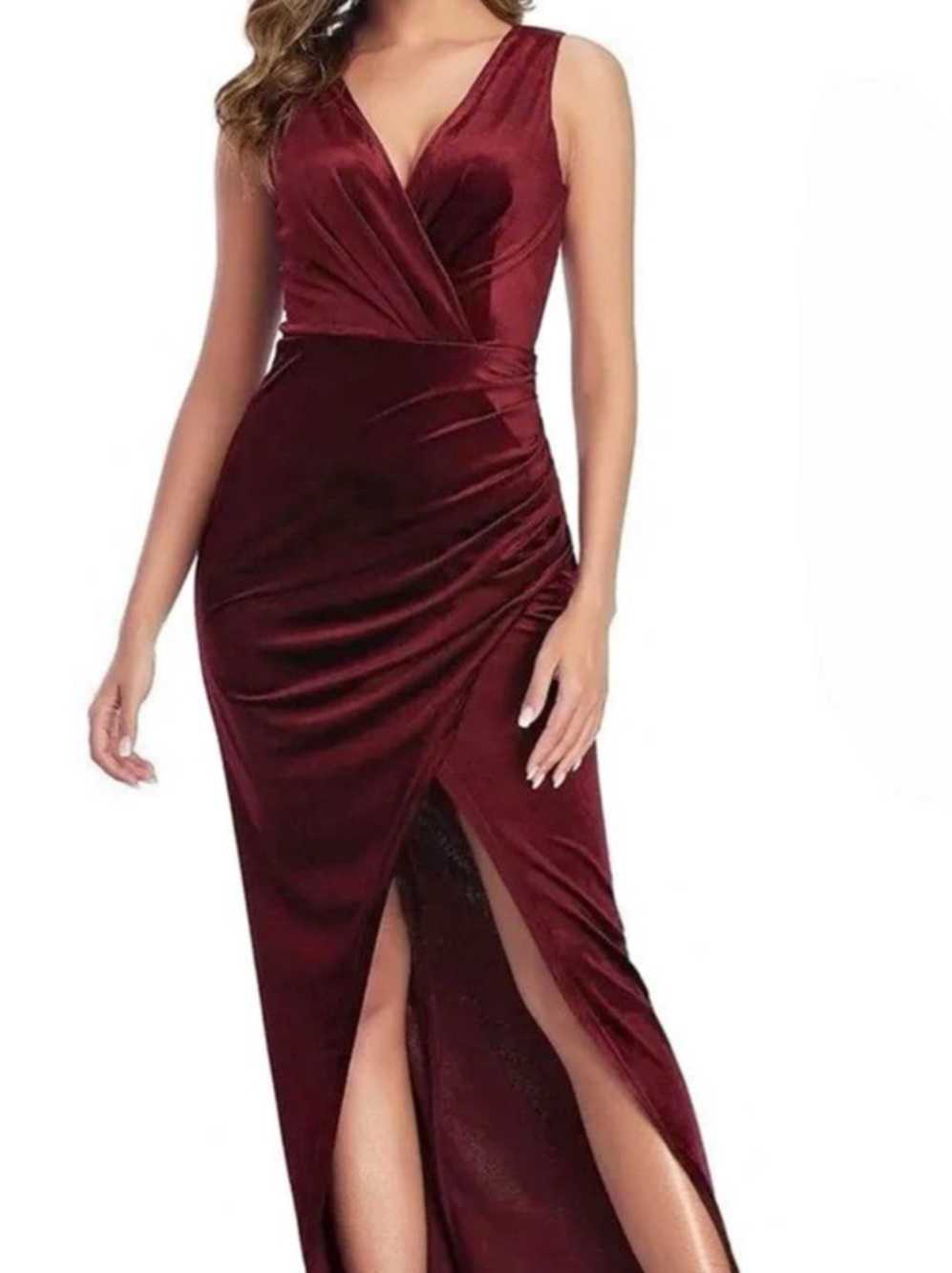 Burgundy Velvet Maxi Dress Like New